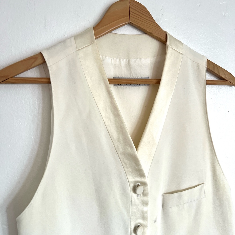 Emporium Armani Cream Silk Button-Up Vest . Size S/M - Picture 2 of 8